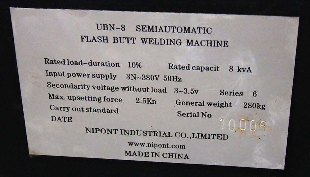 UBN-8 flash butt band saw blade welding machine